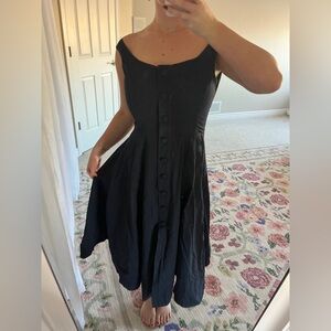 Elegant Navy Button-Down Dress